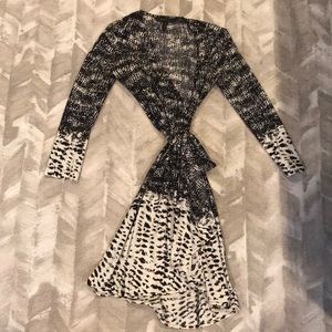 Black and white printed wrap dress